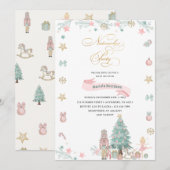 Kerst Notenkraker Ballet Roze waterverf baby s Kaart (Voorkant / Achterkant)