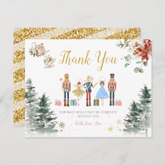 Kerst Notenkraker Bruiloft Thee Bedankkaart (Voorkant / Achterkant)