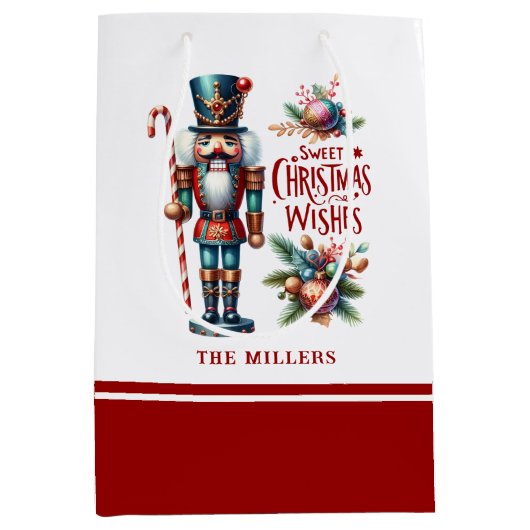 Kerst Notenkraker Candy Cane Kerstwensen Medium Cadeauzakje (Voorkant)