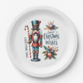 Kerst Notenkraker Candy Cane Kerstwensen Papieren Bordje (Voorkant)