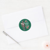 Kerst Notenkraker Candy Cane Kerstwensen Ronde Sticker (Envelop)