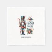 Kerst Notenkraker Candy Cane Kerstwensen Servet (Voorkant)