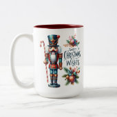 Kerst Notenkraker Candy Cane Kerstwensen Tweekleurige Koffiemok (Links)