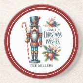 Kerst Notenkraker Candy Cane Kerstwensen Zandsteen Onderzetter (Voorkant)