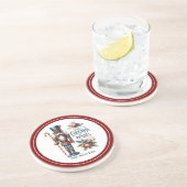 Kerst Notenkraker Candy Cane Kerstwensen Zandsteen Onderzetter (Zijkant)