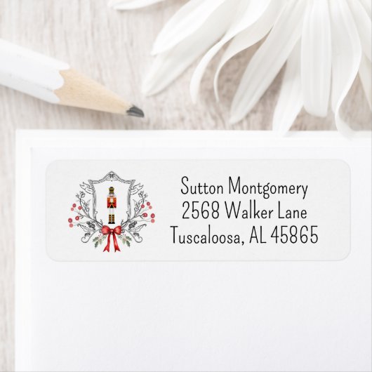 Kerst Notenkraker Crest Adres Etiket (Insitu)