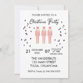 Kerst Notenkraker Gingham Uitnodigingen (Voorkant)