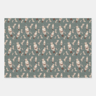 Kerst notenkraker goud inpakpapier vel