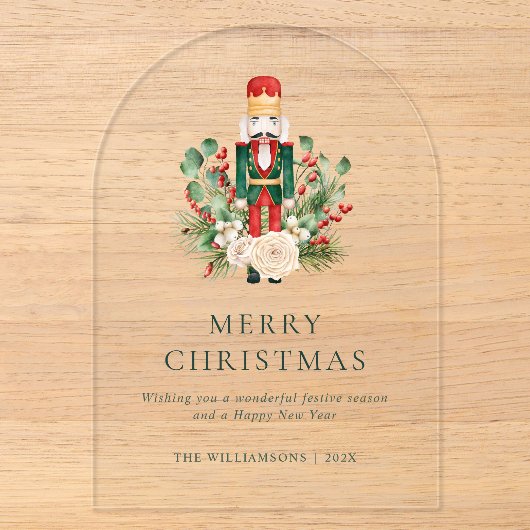 Kerst Notenkraker Groene Festiviteiten Acryl Uitnodigingen (Voorkant)