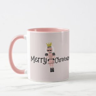Kerst Notenkraker Handgetekende Roze Soldaat Doodl Mok