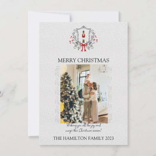 Kerst Notenkraker Holly Lijst met Foto Feestdagenkaart (Voorkant)