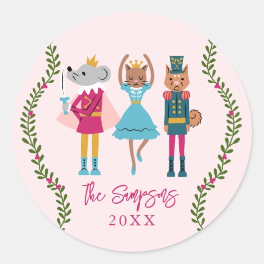 Kerst Notenkraker Huisdieren Ronde Sticker (Voorkant)