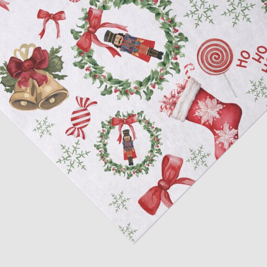 Kerst Notenkraker Kousen Rood Weefselpapier Tissuepapier (Detail)