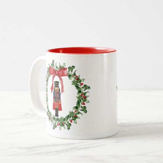 Kerst Notenkraker krans rode boog vakantie Mok (Voorkant links)