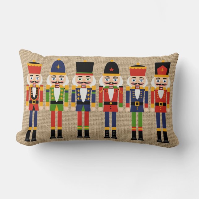 Kerst Notenkraker Kussen op namaak jute (Voorkant)