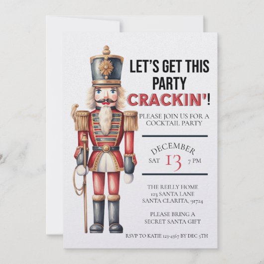 Kerst Notenkraker Laten we dit feestje kraken Feestdagenkaart (Voorkant)