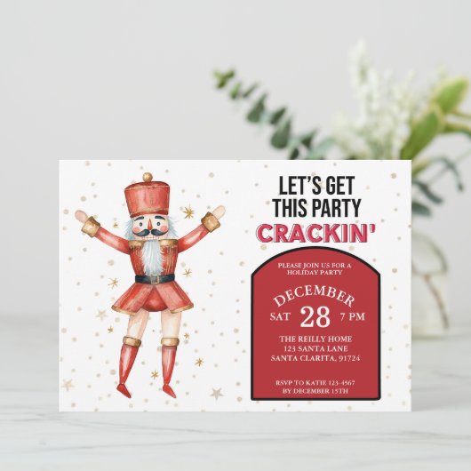 Kerst Notenkraker Laten we dit feestje kraken Feestdagenkaart (Staand voorkant)