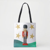 Kerst Notenkraker met Gouden Glitter Sterren Tote Bag (Voorkant)