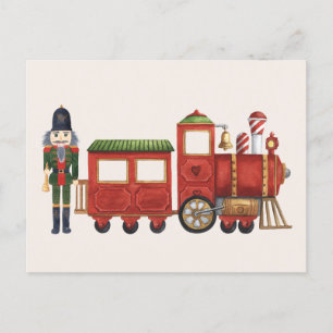 Kerst notenkraker met trein feestdagenkaart