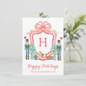 Kerst Notenkraker Monogram Foto Feestdagenkaart (Staand voorkant)