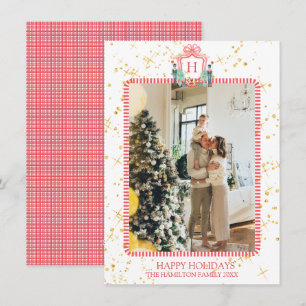 Kerst Notenkraker Monogram Foto Sparkle Feestdagenkaart