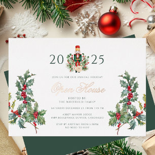 Kerst Notenkraker Open Huis Kerstvakantie Roze Gou Folie Uitnodiging