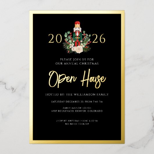 Kerst Notenkraker Open Huis Script Folie Uitnodiging (Voorkant)