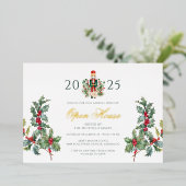 Kerst Notenkraker Open Huis Vakantie Goud Folie Uitnodiging (Staand Voorkant)
