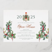 Kerst Notenkraker Open Huis Vakantie Roos Gold Folie Uitnodiging (Voorkant)