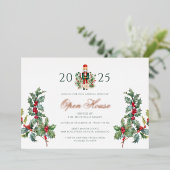 Kerst Notenkraker Open Huis Vakantie Roos Gold Folie Uitnodiging (Staand Voorkant)