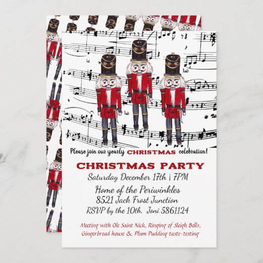 Kerst Notenkraker Party Uitnodiging Musical (Voorkant / Achterkant)