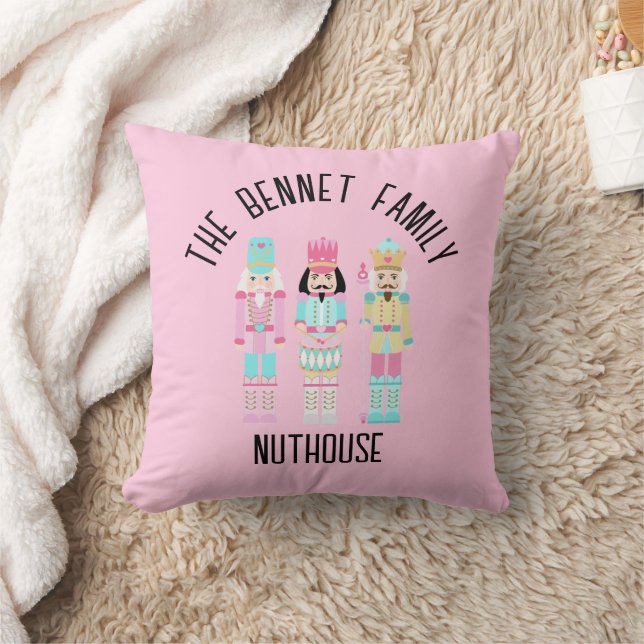 Kerst Notenkraker Pastel Gepersonaliseerde Naam Kussen (Deken)