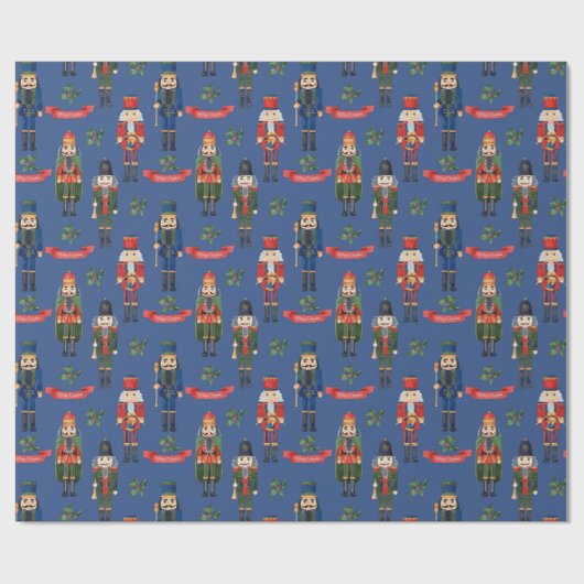 Kerst notenkraker patroon cadeaupapier (Vlak)