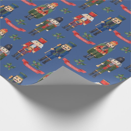 Kerst notenkraker patroon cadeaupapier (Hoek)