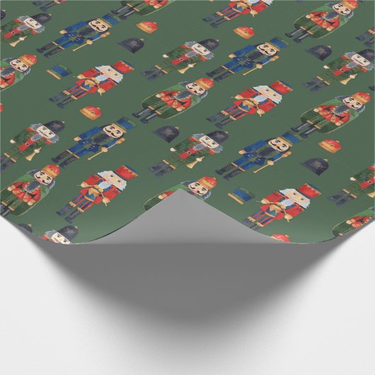 Kerst notenkraker patroon cadeaupapier (Hoek)