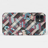 Kerst Notenkraker Plaid Blauw Bourgondië Case-Mate iPhone Case (Achterkant (horizontaal))