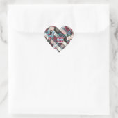 Kerst Notenkraker Plaid Blauw Bourgondië Hart Sticker (Tas)