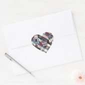Kerst Notenkraker Plaid Blauw Bourgondië Hart Sticker (Envelop)