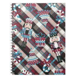 Kerst Notenkraker Plaid Blauw Bourgondië Notitieboek