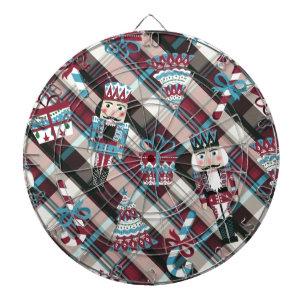 Kerst Notenkraker Plaid Blauw Burgundy Dartbord