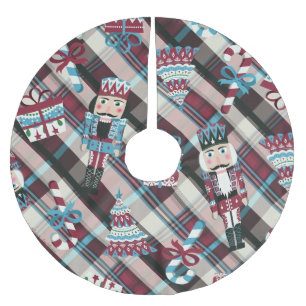 Kerst Notenkraker Plaid Blauw Burgundy Kerstboom Rok