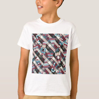 Kerst Notenkraker Plaid Blauw Burgundy T-shirt