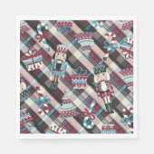 Kerst Notenkraker Plaid Blue Bourgogne servetten (Voorkant)