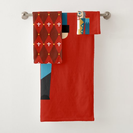 Kerst Notenkraker rode achtergrond Bad Handdoek (Insitu)