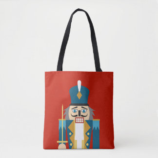 Kerst Notenkraker Rode Achtergrond Kussen Hoesje Tote Bag