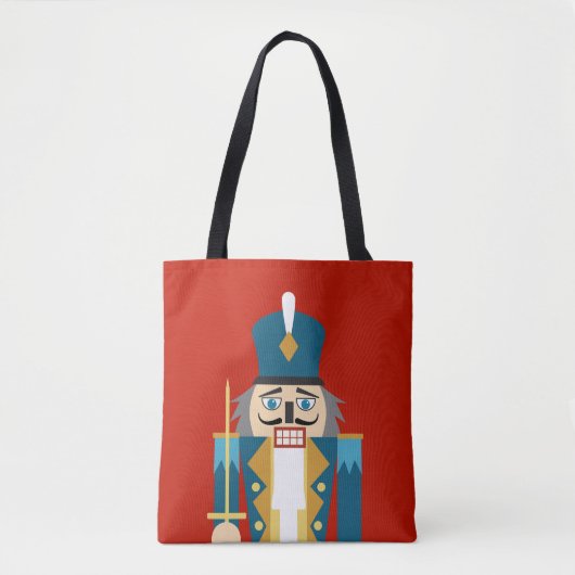 Kerst Notenkraker Rode Achtergrond Kussen Hoesje Tote Bag (Voorkant)