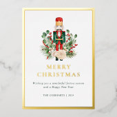 Kerst Notenkraker Rode bessen Elegant Folie Feestdagenkaart (Voorkant)