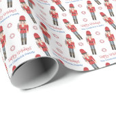 Kerst Notenkraker Rood Wit Snoep Gepersonaliseerd Cadeaupapier (Rol Hoek)