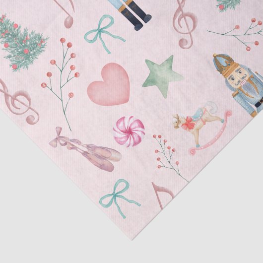 Kerst Notenkraker Roze Pastel Waterverf Tissuepapier (Detail)