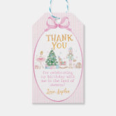 Kerst Notenkraker Roze Strik Verjaardag Bedankt Cadeaulabel (Voorkant)